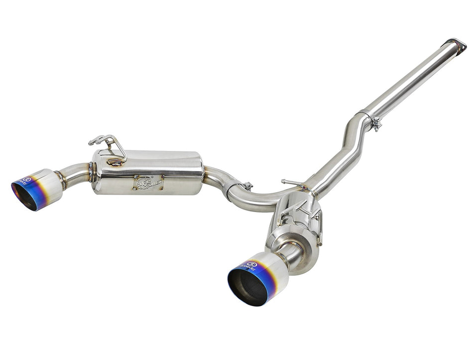 Takeda 3 IN to 2-1/2 IN 304 Stainless Steel Cat-Back Exhaust w/ Blue Flamed Tips Mitsubishi Lancer EVO X 08-15 L4-2.0L