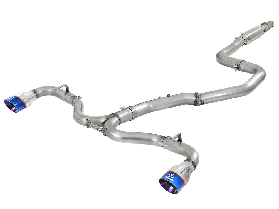 Takeda 3 IN to 2-1/2 IN 304 Stainless Steel Cat-Back Exhaust w/ Blue Flame Tip Hyundai Elantra GT 18-20 L4-1.6L