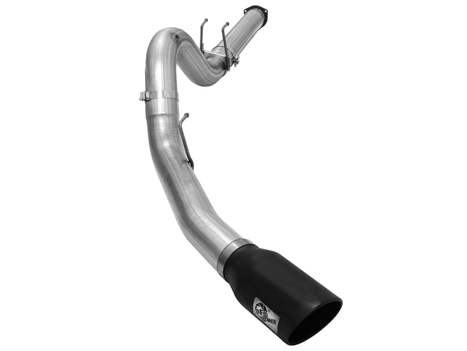 Large Bore-HD 5 IN 409 Stainless Steel DPF-Back Exhaust System w/Black Tip Ford Diesel Trucks 15-16 V8-6.7L