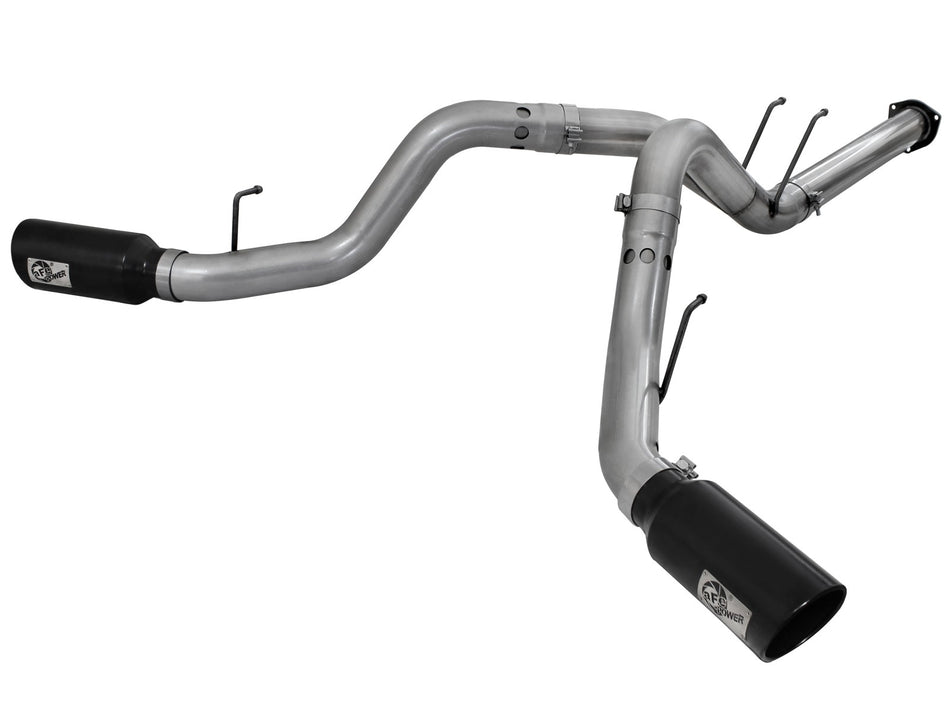 35 lbs. 60X19X14 Large Bore-HD 4 IN 409 Stainless Steel DPF-Back Exhaust System w/Black Tip Ford Diesel Trucks 11-14 V8-6.7L td