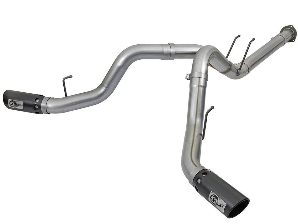 Large Bore-HD 4 IN 409 Stainless Steel DPF-Back Exhaust System w/Black Tip Ford Diesel Trucks 17-20 V8-6.7L