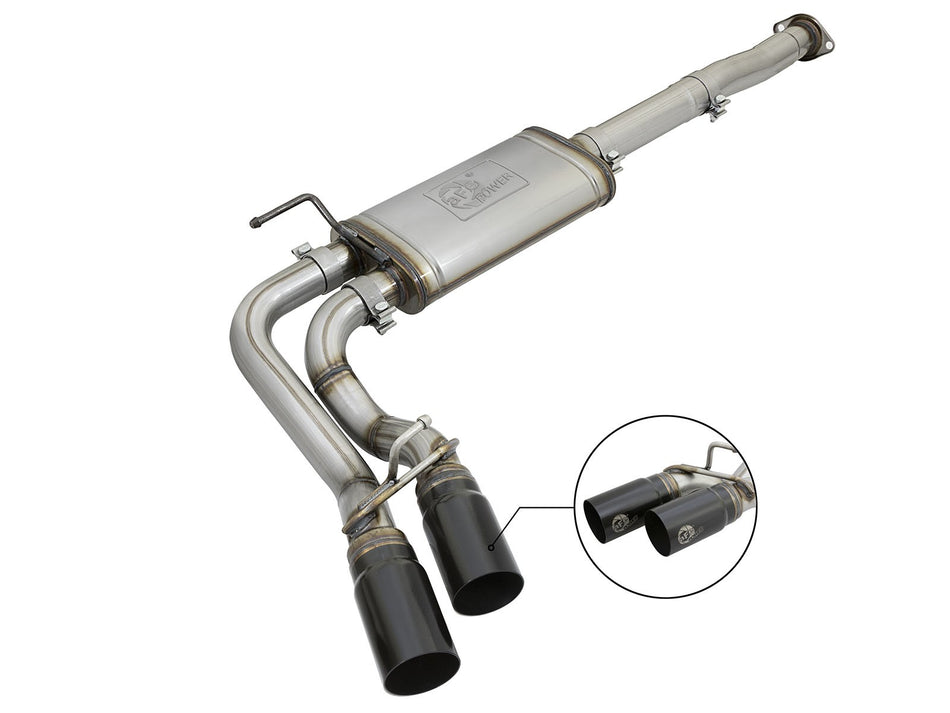 Rebel Series 3 IN Cat-Back Exhaust System w/ Dual Mid-Side Exit Black Tips Toyota Tacoma 05-15 V6-4.0L