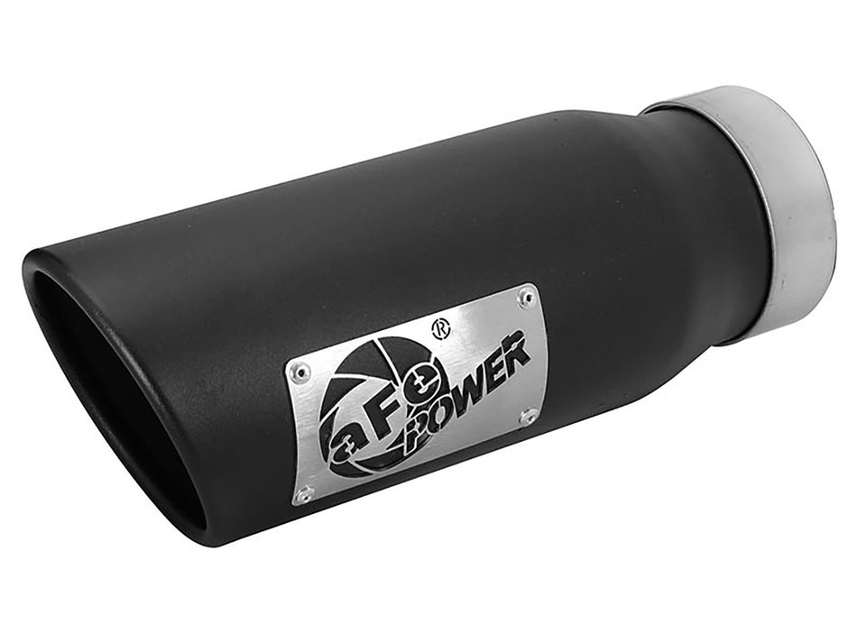 MACH Force-Xp 409 Stainless Steel Clamp-on Exhaust Tip Black Left Side Exit 3-1/2 IN Inlet x 4-1/2 IN Outlet x 12 IN L