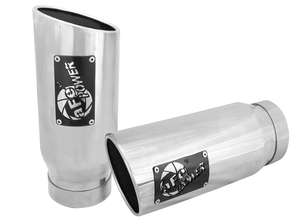 MACH Force-Xp 409 Stainless Steel Clamp-on Exhaust Tip Polished Pair 4 IN Inlet x 5 IN Outlet x 12 IN L