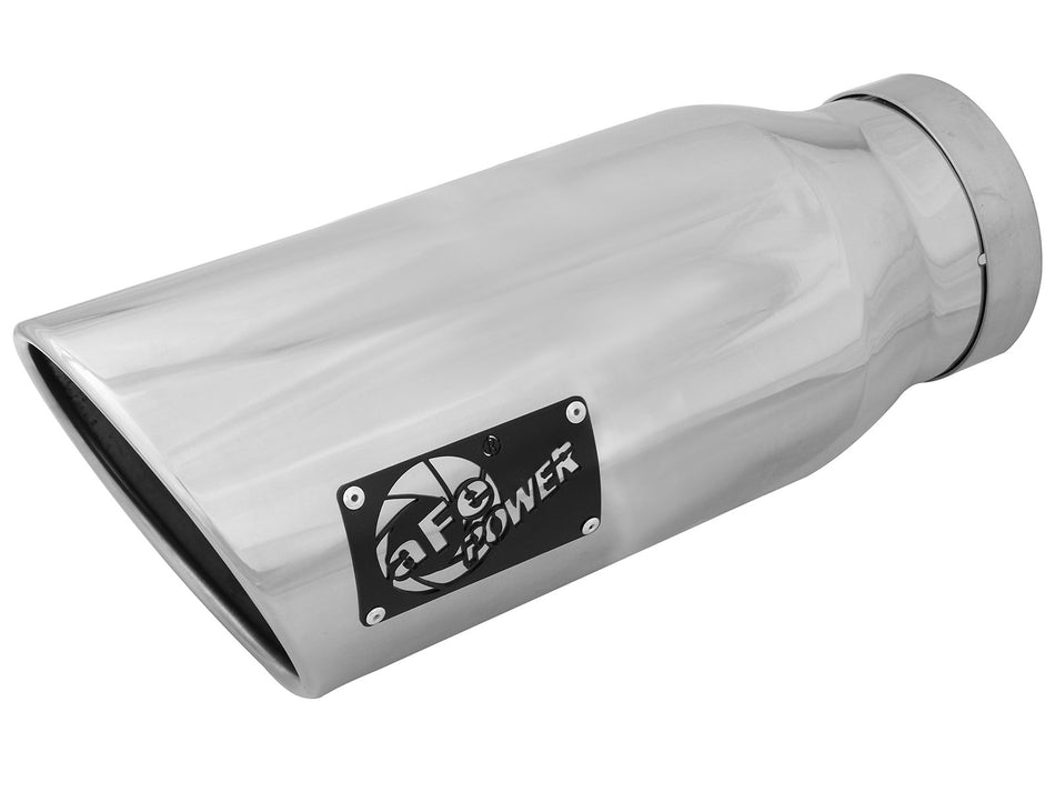 MACH Force-Xp 304 Stainless Steel Clamp-on Exhaust Tip Polished Left Side Exit 4 IN Inlet x 6 IN Outlet x 15 IN L