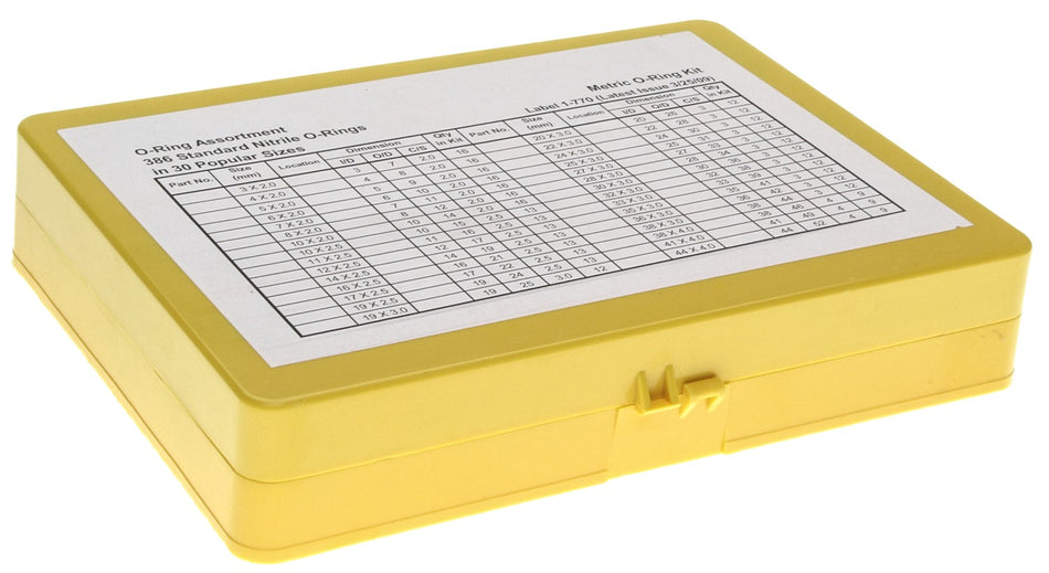 Metric O-Ring Assortment With Container. O-Ring Material Nitrile