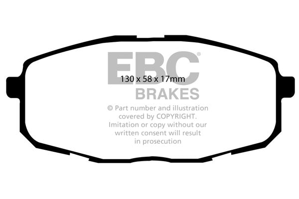 3.8 lbs. 3X3X3 EBC GREENSTUFF 2000 PADS EBC Greenstuff is a high friction based pad compound designed to improve stopping power on sport sedans and prestige cars for on highway use. The Greenstuff range emits less dust than equivalent semi metallic pads