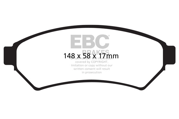 3.8 lbs. 3X3X3 EBC GREENSTUFF 2000 PADS EBC Greenstuff is a high friction based pad compound designed to improve stopping power on sport sedans and prestige cars for on highway use. The Greenstuff range emits less dust than equivalent semi metallic pads