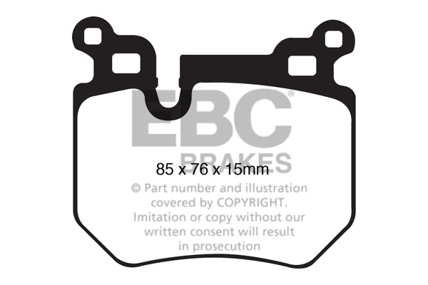 3.2 lbs. 3X3X3 EBC GREENSTUFF 2000 PADS EBC Greenstuff is a high friction based pad compound designed to improve stopping power on sport sedans and prestige cars for on highway use. The Greenstuff range emits less dust than equivalent semi metallic pads