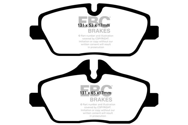 3.2 lbs. 3X3X3 EBC GREENSTUFF 2000 PADS EBC Greenstuff is a high friction based pad compound designed to improve stopping power on sport sedans and prestige cars for on highway use. The Greenstuff range emits less dust than equivalent semi metallic pads