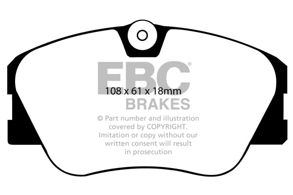 3.3 lbs. 3X3X3 EBC GREENSTUFF 2000 PADS EBC Greenstuff is a high friction based pad compound designed to improve stopping power on sport sedans and prestige cars for on highway use. The Greenstuff range emits less dust than equivalent semi metallic pads