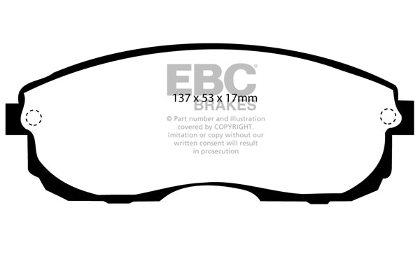 3.6 lbs. 2X2X2 EBC GREENSTUFF 2000 PADS EBC Greenstuff is a high friction based pad compound designed to improve stopping power on sport sedans and prestige cars for on highway use. The Greenstuff range emits less dust than equivalent semi metallic pads