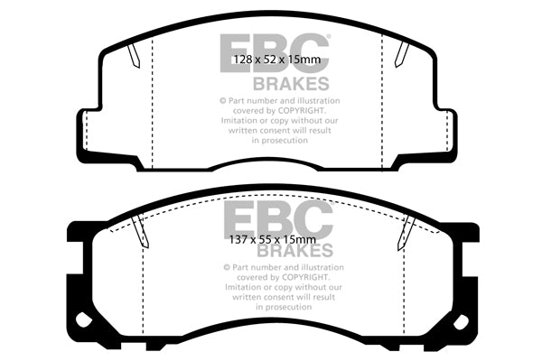 3.2 lbs. 3X3X3 EBC GREENSTUFF 2000 PADS EBC Greenstuff is a high friction based pad compound designed to improve stopping power on sport sedans and prestige cars for on highway use. The Greenstuff range emits less dust than equivalent semi metallic pads