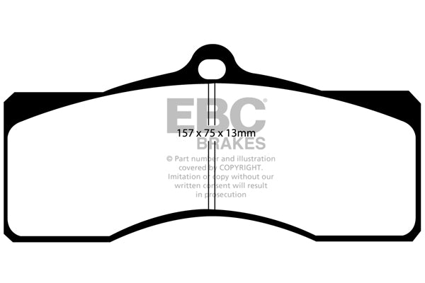 3.2 lbs. 3X3X3 EBC REDSTUFF CERAMIC PADS Low dust EBC Redstuff is a superb pad for fast street use and targets high HP imports muscle cars and prestige European cars. EBC Redstuff ceramic pads reduce dust emitted by OEM pads by approx 80 percent.