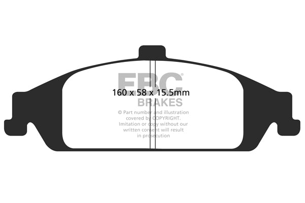 3.4 lbs. 3X3X3 EBC REDSTUFF CERAMIC PADS Low dust EBC Redstuff is a superb pad for fast street use and targets high HP imports muscle cars and prestige European cars. EBC Redstuff ceramic pads reduce dust emitted by OEM pads by approx 80 percent.