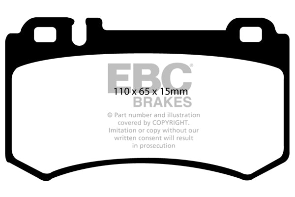 3.2 lbs. 3X3X3 EBC REDSTUFF CERAMIC PADS Low dust EBC Redstuff is a superb pad for fast street use and targets high HP imports muscle cars and prestige European cars. EBC Redstuff ceramic pads reduce dust emitted by OEM pads by approx 80 percent.
