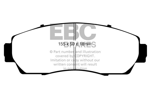 3.5 lbs. 3X3X3 EBC REDSTUFF CERAMIC PADS Low dust EBC Redstuff is a superb pad for fast street use and targets high HP imports muscle cars and prestige European cars. EBC Redstuff ceramic pads reduce dust emitted by OEM pads by approx 80 percent.