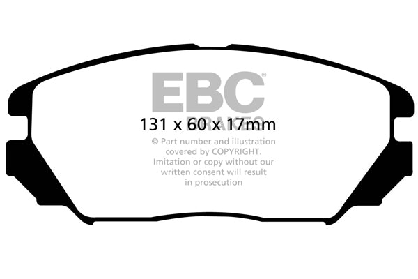 3.4 lbs. 3X3X3 EBC REDSTUFF CERAMIC PADS Low dust EBC Redstuff is a superb pad for fast street use and targets high HP imports muscle cars and prestige European cars. EBC Redstuff ceramic pads reduce dust emitted by OEM pads by approx 80 percent.