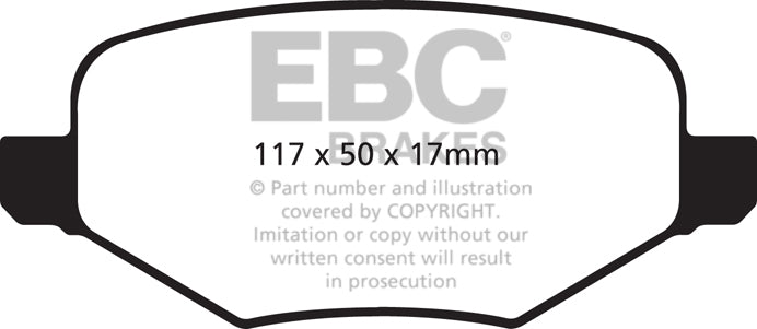 3.3 lbs. 2X2X2 EBC REDSTUFF CERAMIC PADS Low dust EBC Redstuff is a superb pad for fast street use and targets high HP imports muscle cars and prestige European cars. EBC Redstuff ceramic pads reduce dust emitted by OEM pads by approx 80 percent.