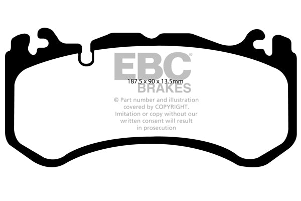 3.5 lbs. 3X3X3 EBC REDSTUFF CERAMIC PADS Low dust EBC Redstuff is a superb pad for fast street use and targets high HP imports muscle cars and prestige European cars. EBC Redstuff ceramic pads reduce dust emitted by OEM pads by approx 80 percent.