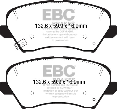 3.3 lbs. 6X4X4 EBC Brakes Redstuff Ceramic Brake Pads