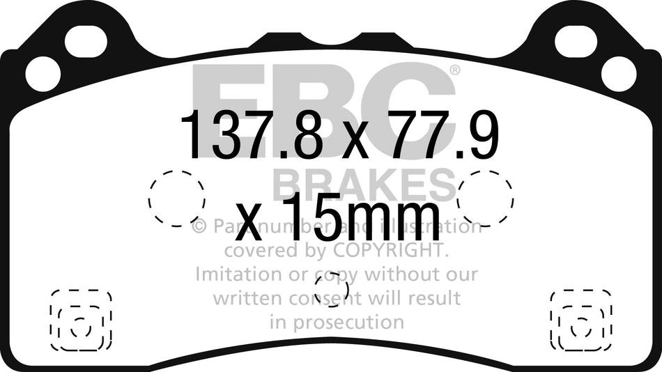 3.3 lbs. 6X4X4 EBC Brakes Redstuff Ceramic Brake Pads