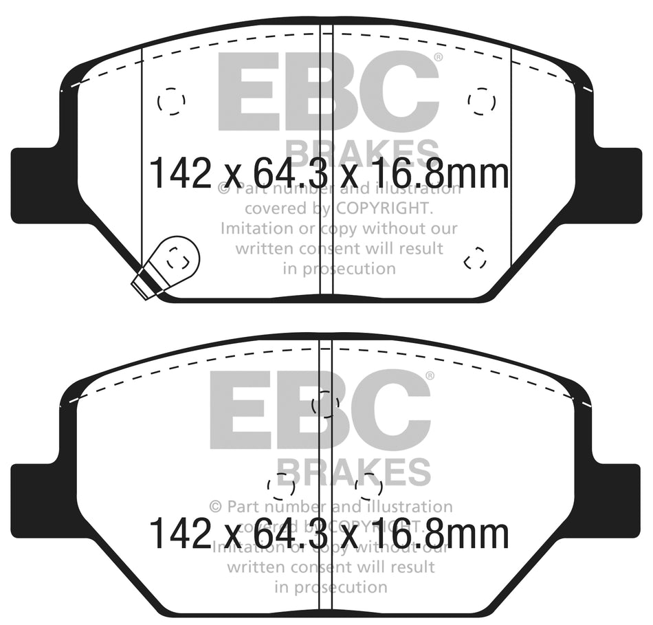 3.3 lbs. 6X4X4 EBC Brakes Redstuff Ceramic Brake Pads