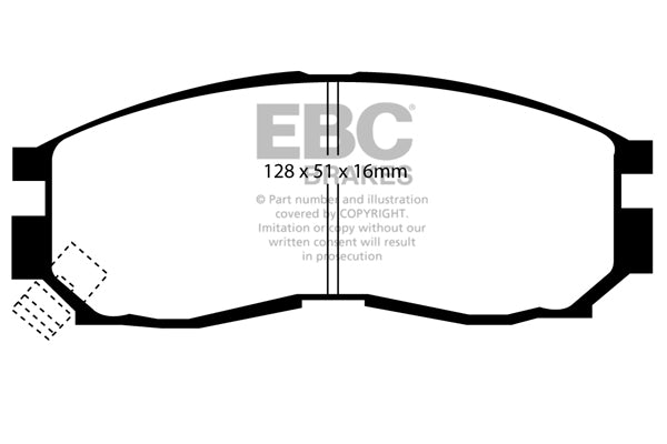 3.4 lbs. 3X3X3 EBC REDSTUFF CERAMIC PADS Low dust EBC Redstuff is a superb pad for fast street use and targets high HP imports muscle cars and prestige European cars. EBC Redstuff ceramic pads reduce dust emitted by OEM pads by approx 80 percent.
