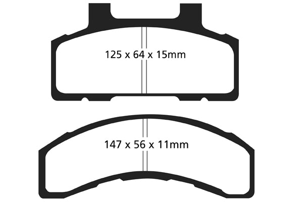3.2 lbs. 5X3X3 EBC YELLOWSTUFF PERFORMANCE PADS EBC Brakes Performance brake pads made for cars trucks and SUVs. Extreamly high friction coefficient and temperature range enhances braking substantially over OEM pads. Spirited street pads that are also