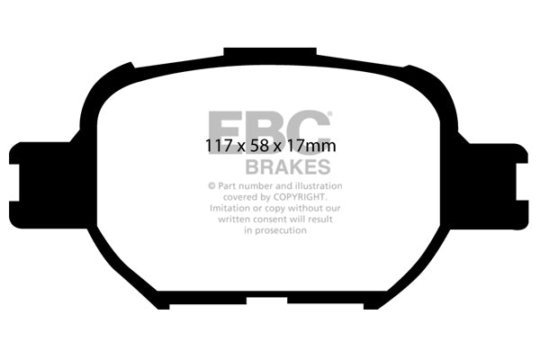 3.2 lbs. 2X2X2 EBC YELLOWSTUFF PERFORMANCE PADS EBC Brakes Performance brake pads made for cars trucks and SUVs. Extreamly high friction coefficient and temperature range enhances braking substantially over OEM pads. Spirited street pads that are also