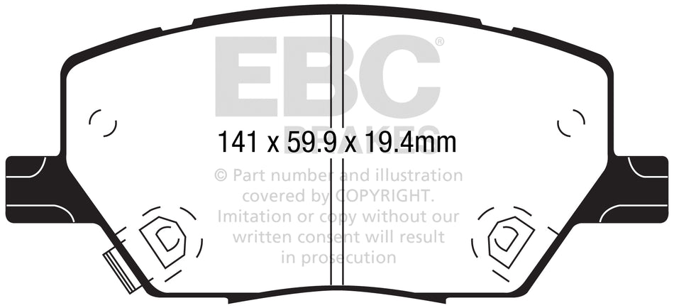 3.3 lbs. 6X4X4 EBC Brakes Yellowstuff Performance Brake Pads