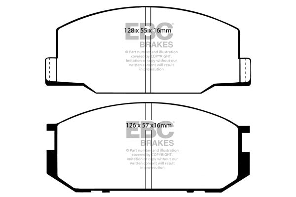 3.6 lbs. 2X2X2 EBC YELLOWSTUFF PERFORMANCE PADS EBC Brakes Performance brake pads made for cars trucks and SUVs. Extreamly high friction coefficient and temperature range enhances braking substantially over OEM pads. Spirited street pads that are also
