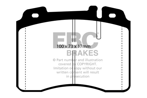 3.3 lbs. 3X3X3 EBC YELLOWSTUFF PERFORMANCE PADS EBC Brakes Performance brake pads made for cars trucks and SUVs. Extreamly high friction coefficient and temperature range enhances braking substantially over OEM pads. Spirited street pads that are also