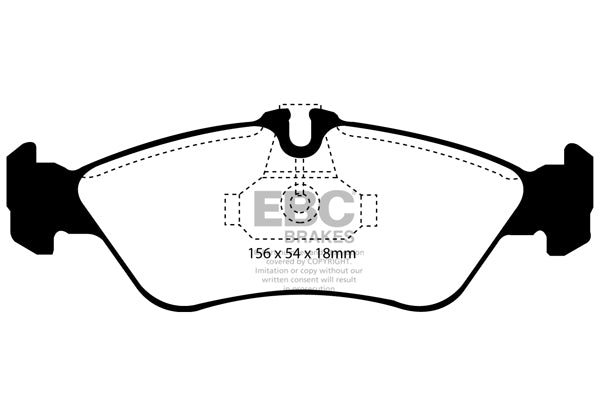 3.8 lbs. 3X3X3 EBC GREENSTUFF 6000 TRUCK PADS Upgrade your stopping power with a simple pad change using EBC High Friction 6000 series Greenstuff brake pads. The new EBC 6000 series boasts GG rated friction for better stopping with fully shimmed edge