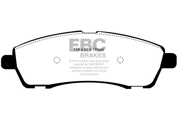 3.8 lbs. 3X3X3 EBC GREENSTUFF 6000 TRUCK PADS Upgrade your stopping power with a simple pad change using EBC High Friction 6000 series Greenstuff brake pads. The new EBC 6000 series boasts GG rated friction for better stopping with fully shimmed edge