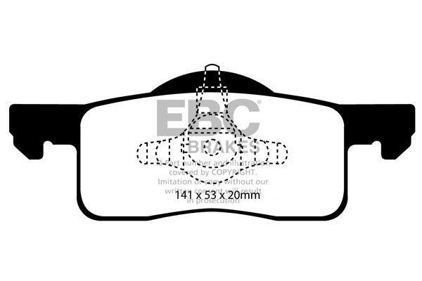 3.4 lbs. 4X4X4 EBC GREENSTUFF 6000 TRUCK PADS Upgrade your stopping power with a simple pad change using EBC High Friction 6000 series Greenstuff brake pads. The new EBC 6000 series boasts GG rated friction for better stopping with fully shimmed edge