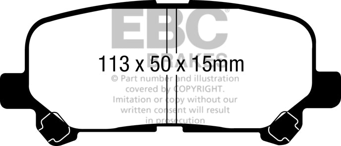 3.5 lbs. 2X2X2 EBC GREENSTUFF 6000 TRUCK PADS Upgrade your stopping power with a simple pad change using EBC High Friction 6000 series Greenstuff brake pads. The new EBC 6000 series boasts GG rated friction for better stopping with fully shimmed edge