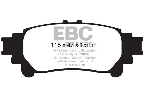 3.8 lbs. 2X2X2 EBC GREENSTUFF 6000 TRUCK PADS Upgrade your stopping power with a simple pad change using EBC High Friction 6000 series Greenstuff brake pads. The new EBC 6000 series boasts GG rated friction for better stopping with fully shimmed edge