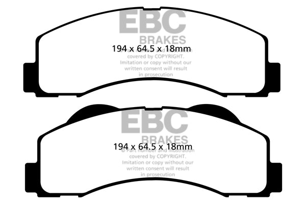 3.5 lbs. 4X4X4 EBC GREENSTUFF 6000 TRUCK PADS Upgrade your stopping power with a simple pad change using EBC High Friction 6000 series Greenstuff brake pads. The new EBC 6000 series boasts GG rated friction for better stopping with fully shimmed edge