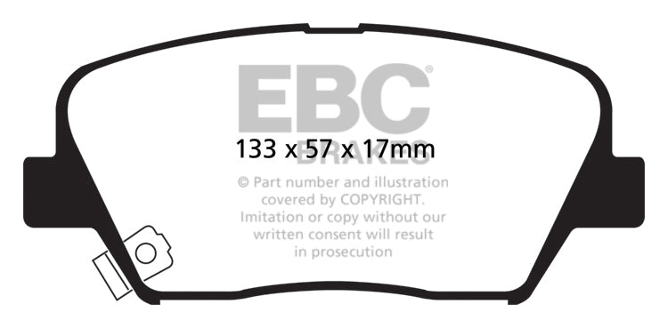 3.3 lbs. 3X3X3 EBC GREENSTUFF 6000 TRUCK PADS Upgrade your stopping power with a simple pad change using EBC High Friction 6000 series Greenstuff brake pads. The new EBC 6000 series boasts GG rated friction for better stopping with fully shimmed edge