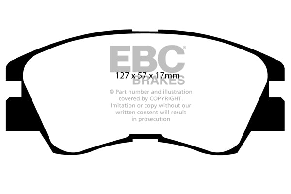 3.8 lbs. 3X3X3 EBC GREENSTUFF 6000 TRUCK PADS Upgrade your stopping power with a simple pad change using EBC High Friction 6000 series Greenstuff brake pads. The new EBC 6000 series boasts GG rated friction for better stopping with fully shimmed edge