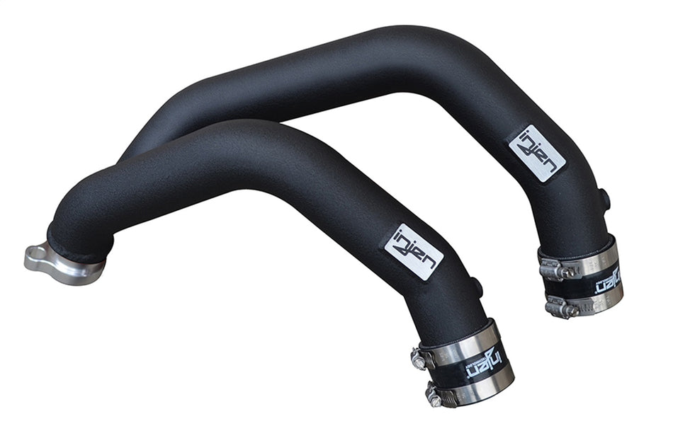 (F80)Intercooler charge pipes. Included two 1/8 IN Female NPT bungs for water/meth injection or datalog sensors. Mandrel bent Aluminum tubing with CNC machined turbo inlet flanges for O.E. fitment