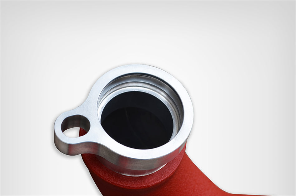 (F80)Intercooler charge pipes. Included two 1/8 IN Female NPT bungs for water/meth injection or datalog sensors. Mandrel bent Aluminum tubing with CNC machined turbo inlet flanges for O.E. fitment