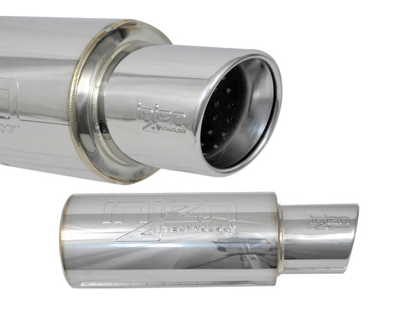 3.00 IN Universal Muffler w/Stainless Steel resonated rolled tip 11.5 IN Body length - 4.5 IN tip length - 5.0 IN Tip Diameter - 16 IN Overall length With Injen embossed logo
