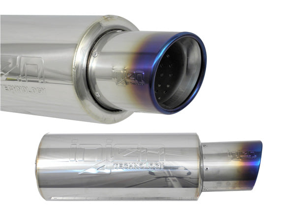 3.00 IN Universal Muffler w/Titanium burnt rolled Tip and stainless steel resonated inner wall 11.5 IN Body length - 4.5 IN tip length - 5.0 IN Tip Diameter - 16 IN Overall length With Injen embossed logo